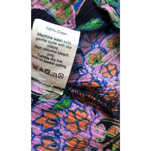 J Crew Blue Pink Medallion V Neck 3/4 Sleeve Gauze Cotton Tunic Swimsuit Cover U - Picture 9 of 13